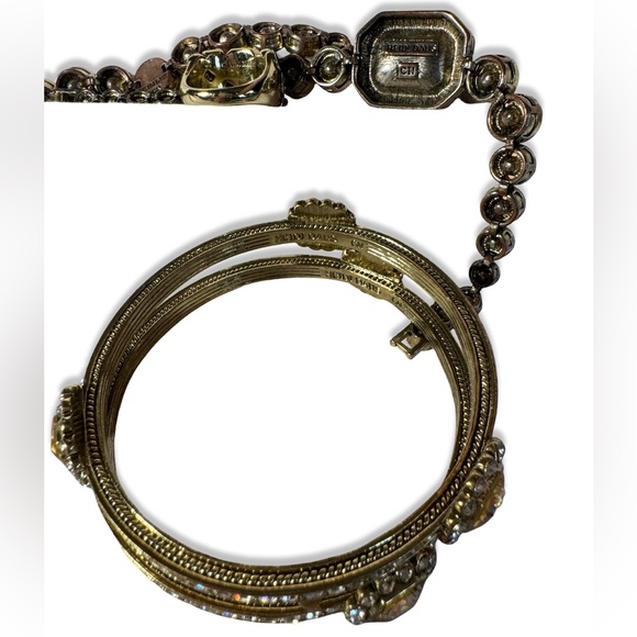 HEIDI DAUS Lot Crystal Bangle Tennis Bracelets and Ring Goldtone Bling Set - Picture 2 of 7